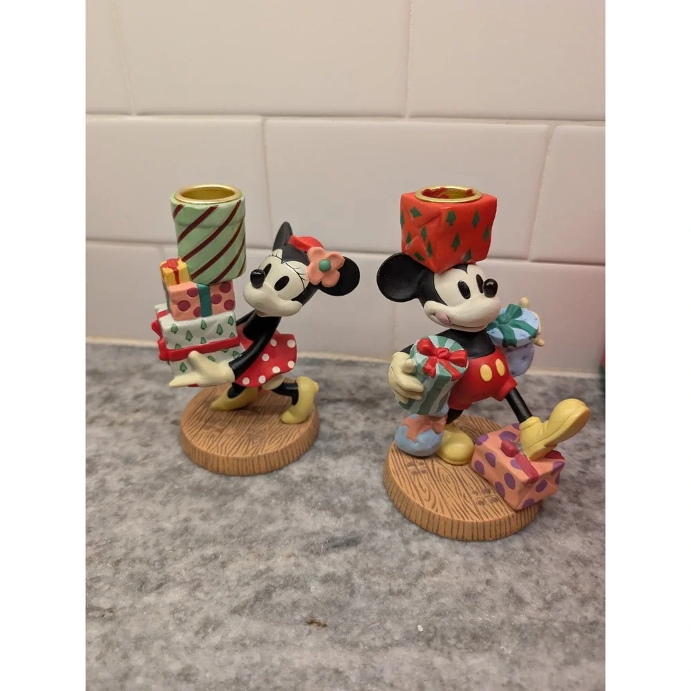VTG Mickey's Season of Song Disney Store Mickey Minnie Mouse‎ Candle Holders